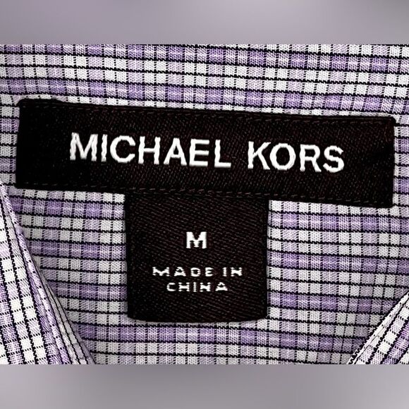 Michael Kors Long Sleeve Collared 100% Cotton Purple Button Down Shirt. Medium. - Picture 7 of 8